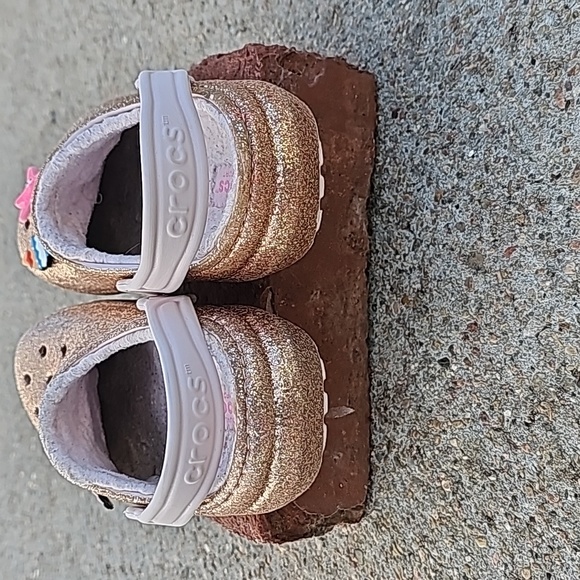Crocs Light Rose Gold Glitter Sparkle Lined - Picture 6 of 11
